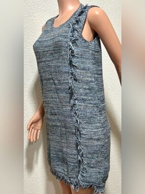 HOLDING HORSES Blue Heathered Knit Fringe Dress